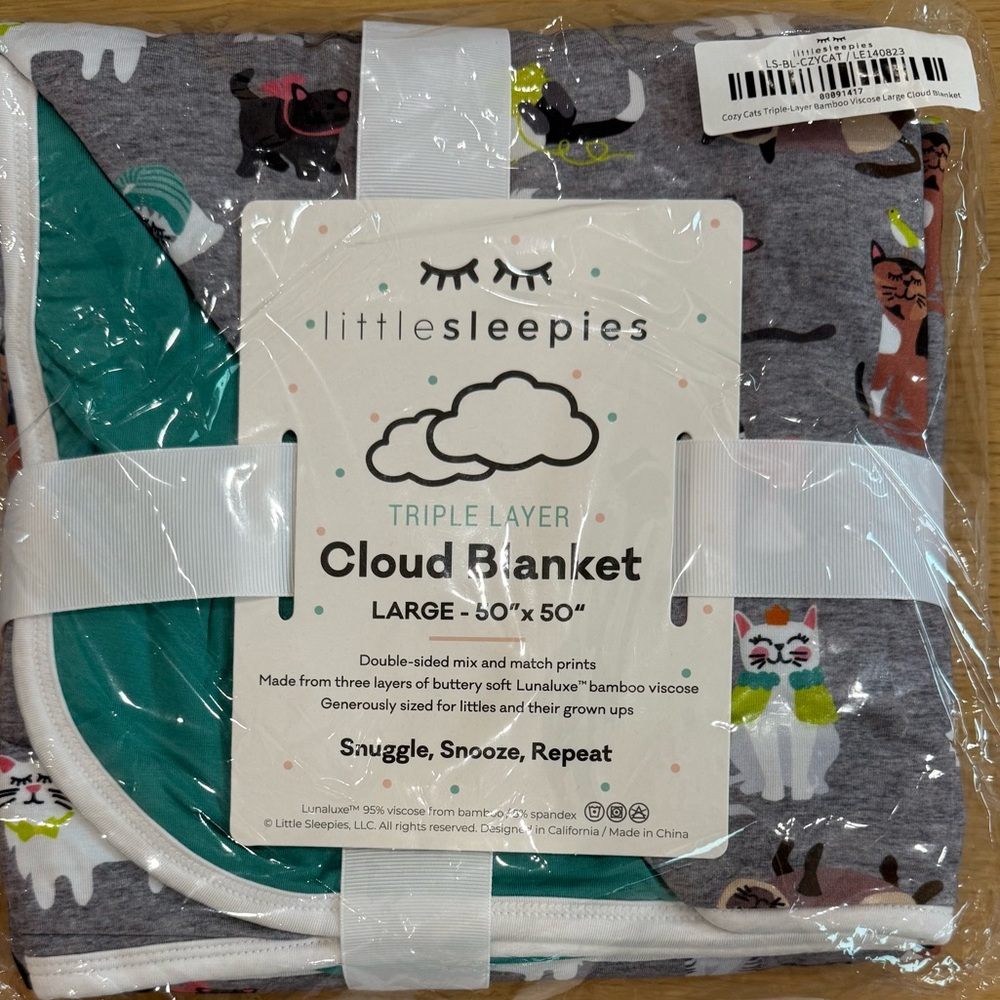 Little Sleepies Triple Layer Blanket with Cat Design